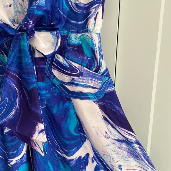 Samuel Dong Blue Purple Swirl Bubble Dress sz XS - Picture 5 of 7